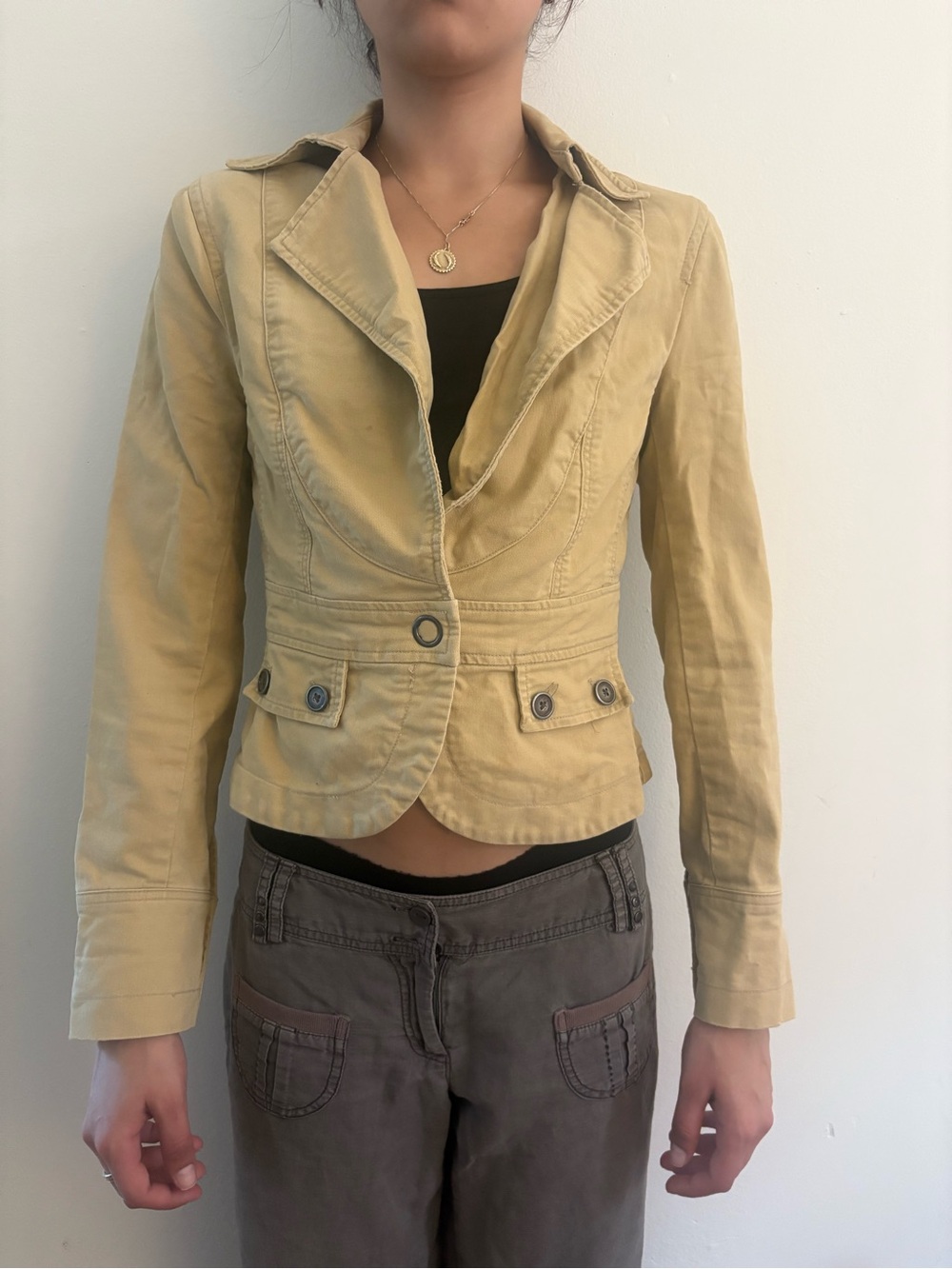 Old Navy Women's Light Tan Fitted Blazer